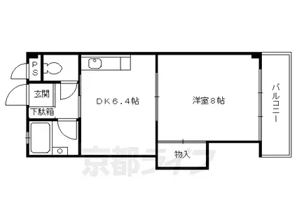 京阪電気鉄道宇治線 観月橋駅 徒歩11分 3階建 築30年(1DK/2階)の間取り写真