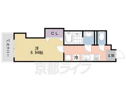 京阪電気鉄道京阪線 淀駅 徒歩5分 3階建 築2年(1K/1階)の間取り写真