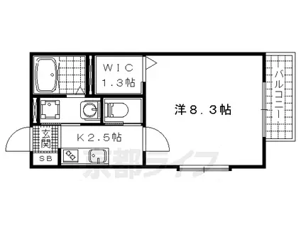 京都市東西線 東野駅(京都) 徒歩16分 2階建 築16年(1K/1階)の間取り写真