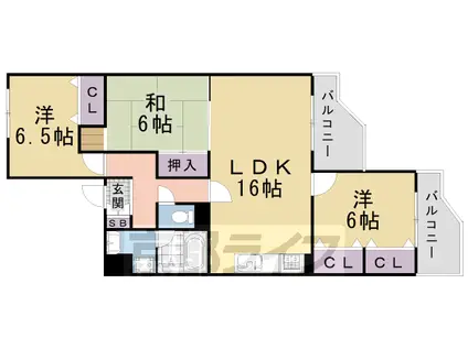 近鉄京都線 近鉄丹波橋駅 徒歩5分 3階建 築27年(3LDK/1階)の間取り写真