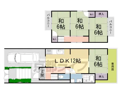 奈良線 木幡駅(ＪＲ) 徒歩8分 2階建 築39年(4LDK)の間取り写真