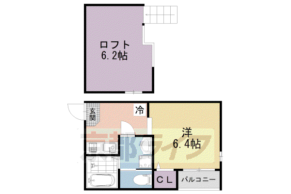 近鉄京都線 竹田駅(京都) 徒歩8分 2階建 築2年(1K/2階)の間取り写真