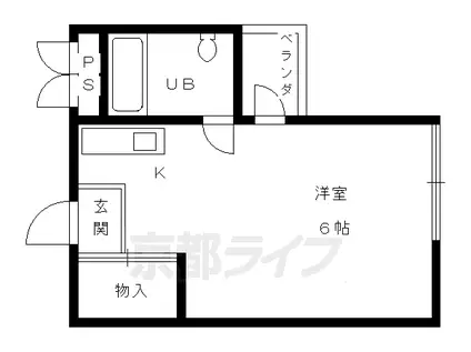 ヴィラ伏見(1K/4階)の間取り写真