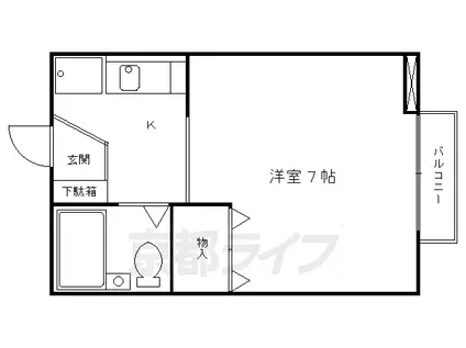 奈良線 ＪＲ藤森駅 徒歩8分 2階建 築31年(1K/1階)の間取り写真