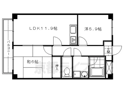 京阪電気鉄道京阪線 龍谷大前深草駅 徒歩3分 4階建 築30年(2LDK/2階)の間取り写真