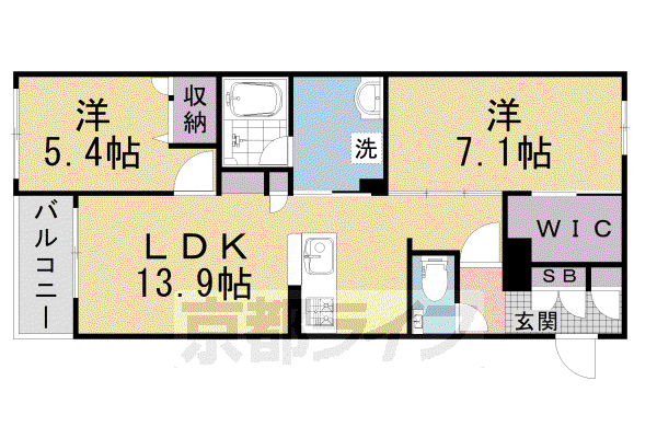 シャーメゾン京都旧二条(2LDK/3階)の間取り写真
