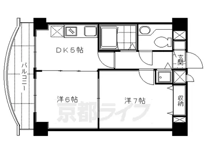 パラドール伏見(2DK/2階)の間取り写真