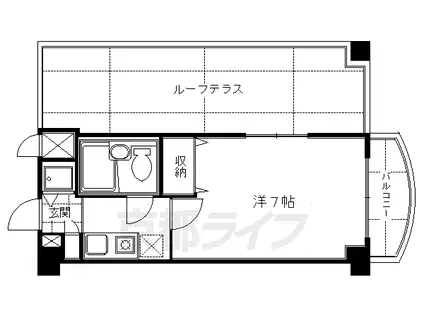 京都市烏丸線 竹田駅(京都) 徒歩10分 7階建 築36年(1K/5階)の間取り写真