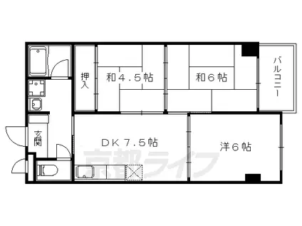 ヴィエントだいご(3DK/2階)の間取り写真