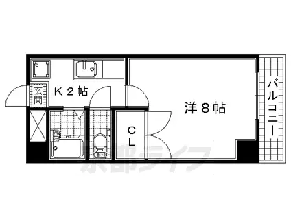 近鉄京都線 小倉駅(京都) 徒歩5分 4階建 築32年(1K/3階)の間取り写真