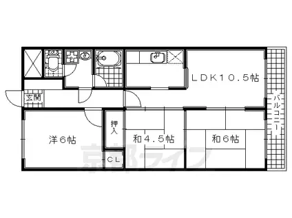 京阪電気鉄道宇治線 木幡駅(京阪) 徒歩5分 3階建 築34年(3LDK/3階)の間取り写真