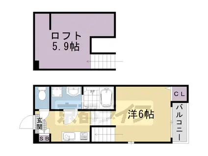 山陰本線 花園駅(京都) 徒歩5分 2階建 築2年(1K/1階)の間取り写真