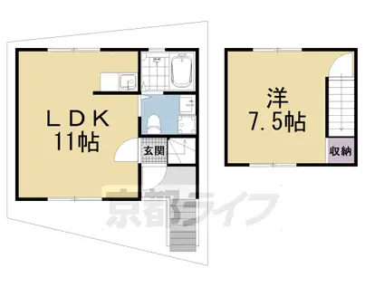京都市烏丸線 北山駅(京都) 徒歩10分 3階建 築29年(1LDK)の間取り写真