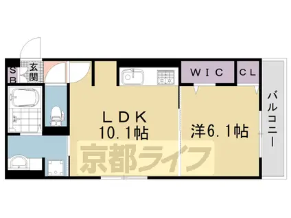 阪急電鉄京都線 西京極駅 徒歩14分 3階建 築2年(1LDK/3階)の間取り写真
