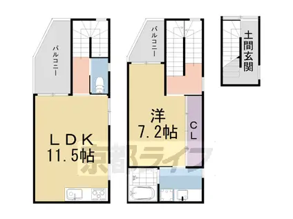 京阪電気鉄道鴨東線 出町柳駅 徒歩4分 3階建 築2年(1LDK/1階)の間取り写真