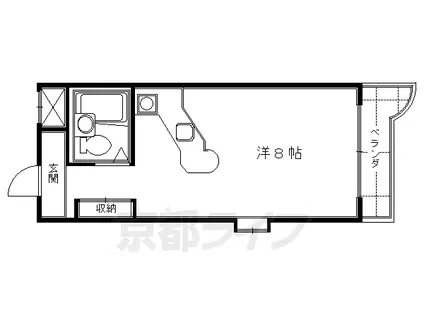 京都市烏丸線 竹田駅(京都) 徒歩7分 5階建 築37年(1K/3階)の間取り写真