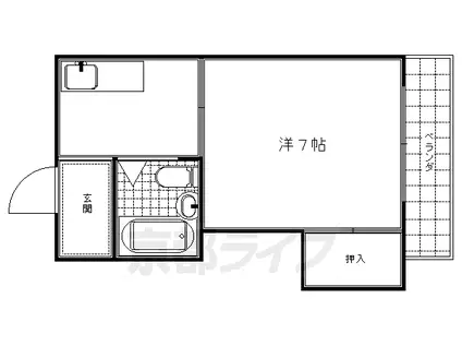 近鉄京都線 竹田駅(京都) 徒歩11分 3階建 築32年(1K/1階)の間取り写真