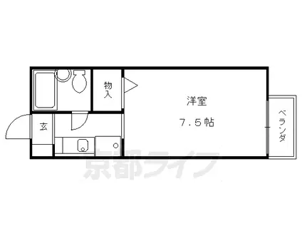 京都市烏丸線 竹田駅(京都) 徒歩8分 2階建 築34年(1K/1階)の間取り写真