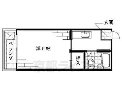 京阪電気鉄道京阪線 丹波橋駅 徒歩5分 3階建 築39年(1K/2階)の間取り写真