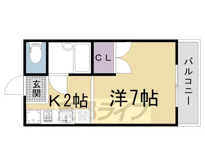 京阪電気鉄道宇治線 木幡駅(京阪) 徒歩5分 3階建 築39年(1K/3階)の間取り写真