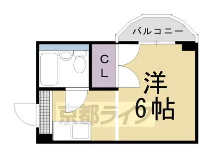 京阪電気鉄道京阪線 伏見桃山駅 徒歩7分 3階建 築38年(1K/3階)の間取り写真