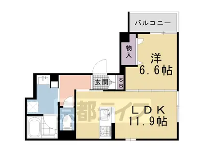 京都市烏丸線 今出川駅 徒歩17分 3階建 築1年(1LDK/1階)の間取り写真
