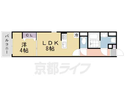 阪急電鉄京都線 長岡天神駅 徒歩12分 3階建 築2年(1LDK/3階)の間取り写真