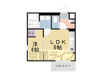阪急電鉄京都線 長岡天神駅 徒歩12分 3階建 築2年(1LDK/3階)の間取り写真