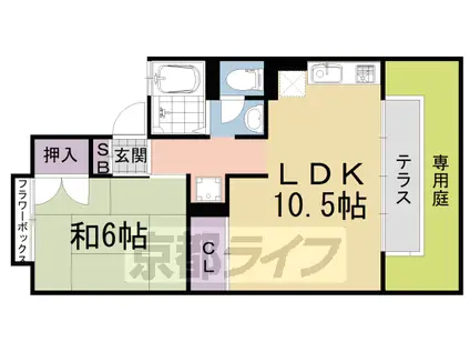 奈良線 木幡駅(ＪＲ) 徒歩4分 2階建 築39年(1LDK/1階)の間取り写真