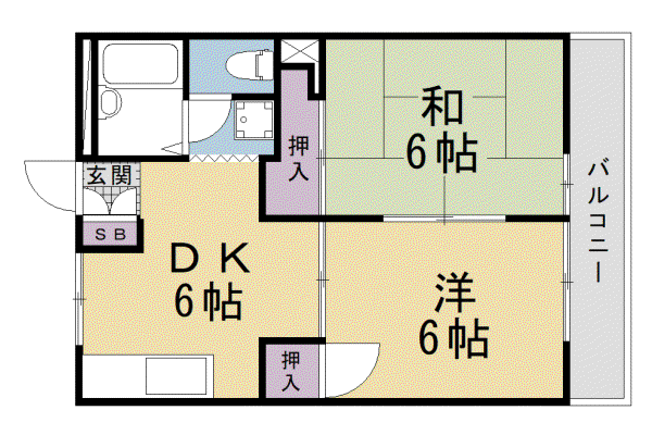 ハイムエアリー(2DK/3階)の間取り写真