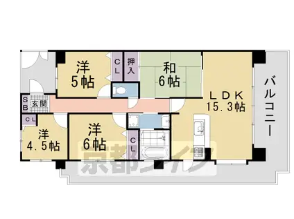 京阪電気鉄道京阪線 丹波橋駅 徒歩5分 7階建 築27年(4LDK/5階)の間取り写真