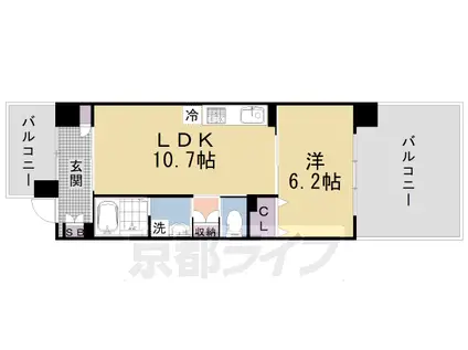 京都市烏丸線 丸太町駅(京都市営) 徒歩7分 5階建 築2年(1LDK/1階)の間取り写真