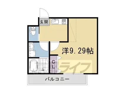 阪急電鉄京都線 西京極駅 徒歩13分 3階建 新築(1K/4階)の間取り写真