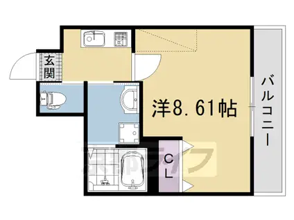 阪急電鉄京都線 西京極駅 徒歩13分 3階建 新築(1K/3階)の間取り写真
