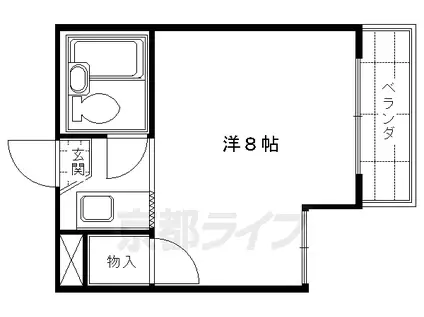 京阪電気鉄道京阪線 丹波橋駅 徒歩5分 4階建 築38年(1K/3階)の間取り写真