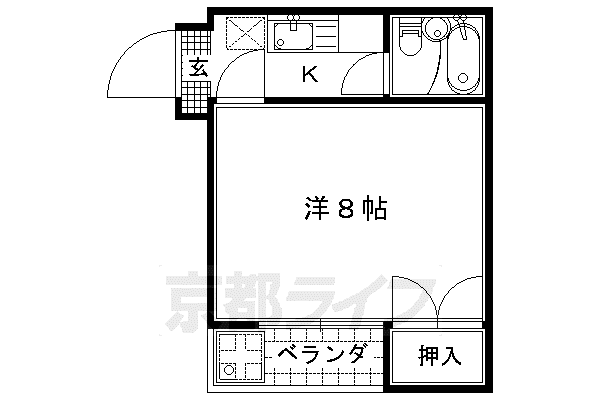 京阪電気鉄道京阪線 丹波橋駅 徒歩13分 4階建 築35年(1K/2階)の間取り写真