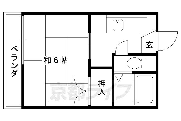 京阪電気鉄道京阪線 墨染駅 徒歩6分 2階建 築38年(1K/1階)の間取り写真