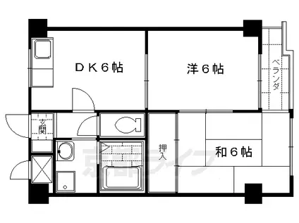 ハイツ北芳(2DK/1階)の間取り写真