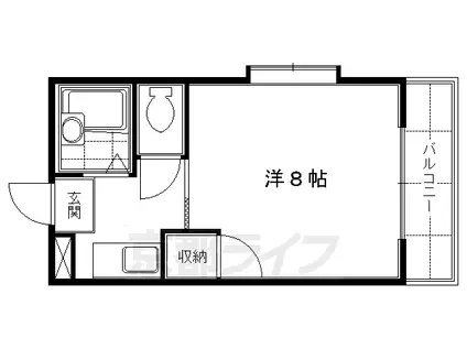 京阪電気鉄道京阪線 丹波橋駅 徒歩5分 4階建 築38年(1K/4階)の間取り写真
