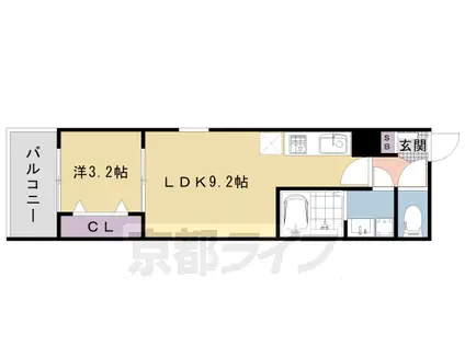 阪急電鉄嵐山線 松尾大社駅 徒歩10分 3階建 築2年(1LDK/1階)の間取り写真