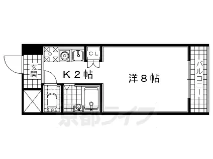 近鉄京都線 小倉駅(京都) 徒歩10分 6階建 築30年(1K/6階)の間取り写真