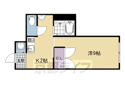 近鉄京都線 小倉駅(京都) 徒歩10分 6階建 築30年(1K/5階)の間取り写真