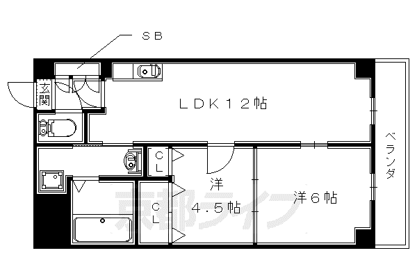 京阪電気鉄道宇治線 宇治駅(京阪) 徒歩18分 6階建 築31年(2LDK/6階)の間取り写真