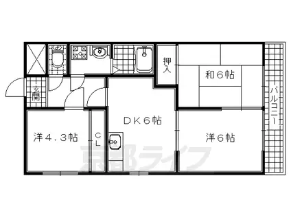 京阪電気鉄道宇治線 宇治駅(京阪) 徒歩18分 6階建 築31年(3DK/3階)の間取り写真
