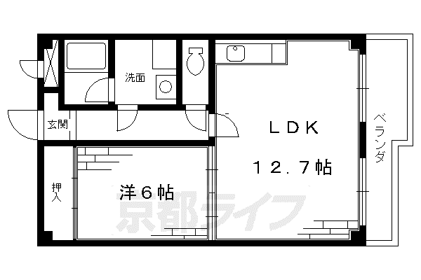 サンライフ(1LDK/2階)の間取り写真