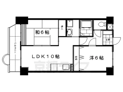 グレース・ダイン(2LDK/4階)の間取り写真