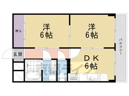 山治ハイツ(2DK/3階)の間取り写真