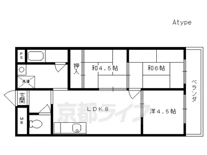シャトー深草セカンド(3LDK/3階)の間取り写真