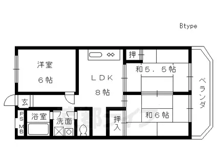 京阪電気鉄道京阪線 龍谷大前深草駅 徒歩8分 7階建 築45年(3LDK/1階)の間取り写真