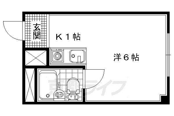 近鉄京都線 小倉駅(京都) 徒歩10分 4階建 築57年(ワンルーム/2階)の間取り写真